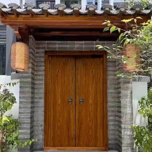 别墅进户门实木榆木仿古中式大门茶楼自建房老式门会所庭院大门