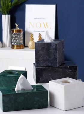 北欧天然大纸RSS理石子盒巾盒家纸用酒店现代样板房轻奢北欧摆件