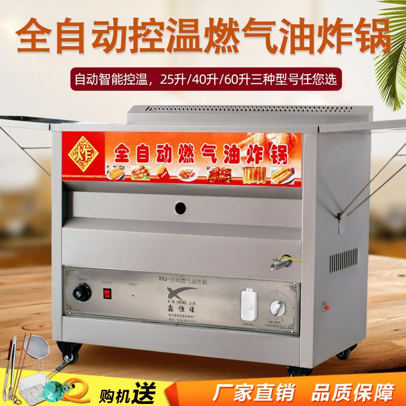 商用控温油炸锅 燃气智能炸炉鑫恒佳 单缸立式自动控温炸油条锅