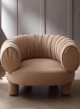 意式轻奢设计弧形扶手椅北欧工作室设计相扑椅客厅休闲单人沙发椅
