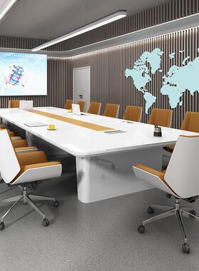 烤漆会议MEL-003桌洽椅谈桌白色长条会室培训议接桌待桌组合轻奢