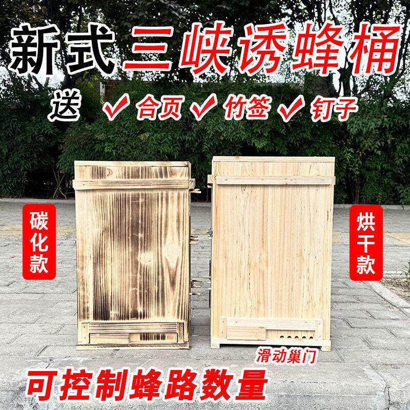 前开门立式土养箱新款三峡蜜蜂箱无需巢框标准诱蜂箱带竹签养蜂桶