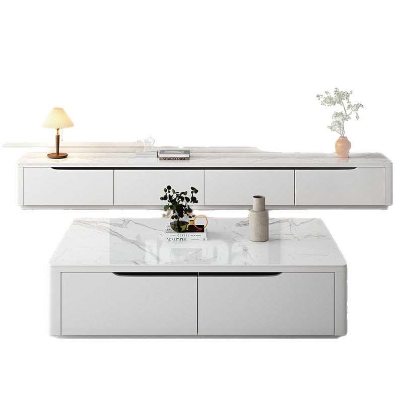 现代简约全实木岩板茶几电视柜组合客厅家用小户型整装落地柜家具