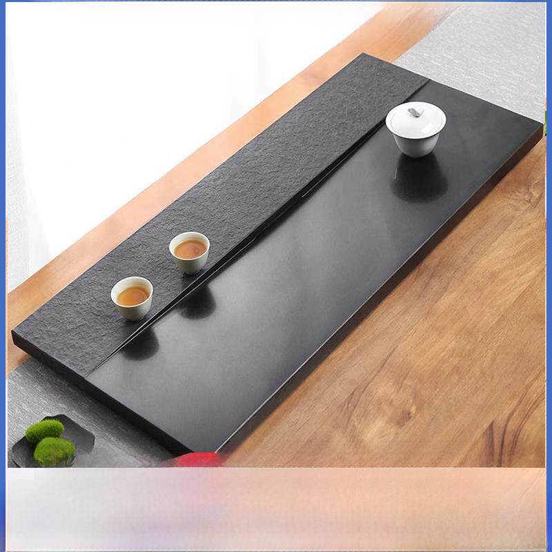 乌金石茶盘整块天然石材大号石头黑金石茶海简约家用茶台光面定制