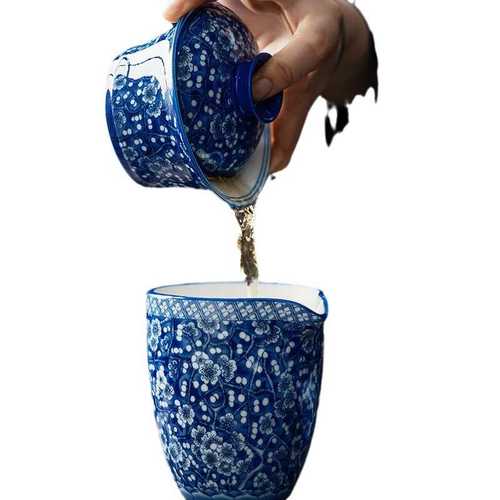 冰梅小号三才盖碗茶杯手工手绘青花瓷泡茶碗景德镇陶瓷不烫手茶具