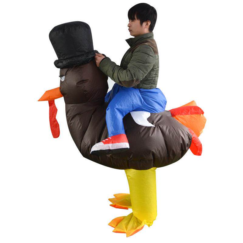 感恩节火鸡人偶充气服骑行搞笑拍照道具 舞台演绎玩偶万圣节装扮