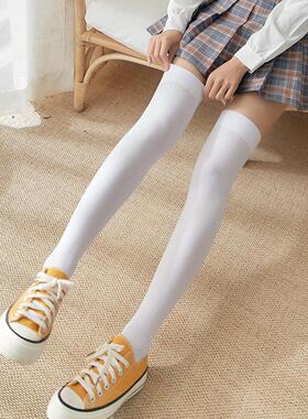 Sexy Black White Soild Color Long Socks Women Over Knee Thig