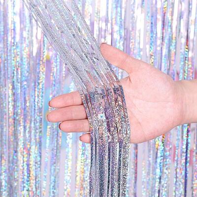 1M 2M 3M Glitter Metallic Foil Tinsel Fringe Curtain