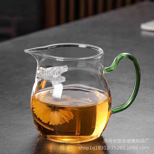 玻璃月牙公道杯一体式茶漏大容量分茶杯 硼硅玻璃过滤公道杯