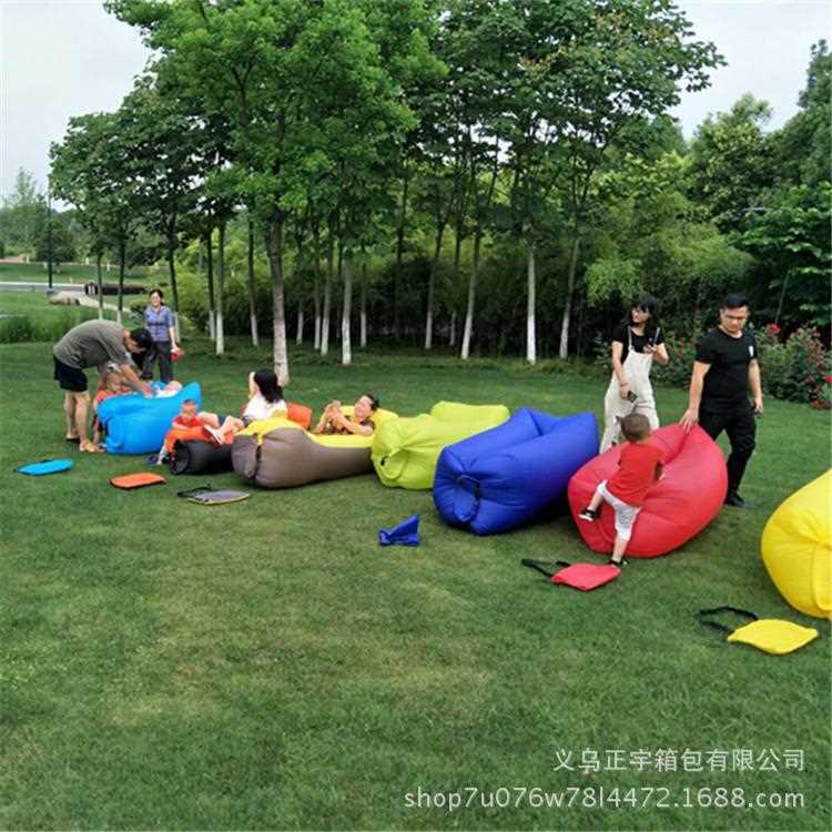 新款直销野外懒人气垫拼色单人床沙滩露营户外充气沙发户外休闲