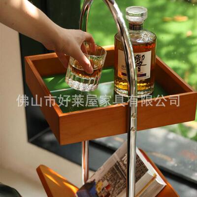 复古Demo边几实木收纳置物架设计师艺术角几双层创意小户型茶几