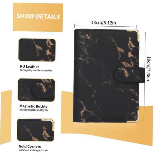 A6 PU Leather Marble Notebook Binder Budget Planner Money Or