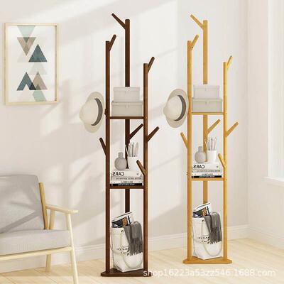 Coat rack floor bedroom simple solid wood modern hangers