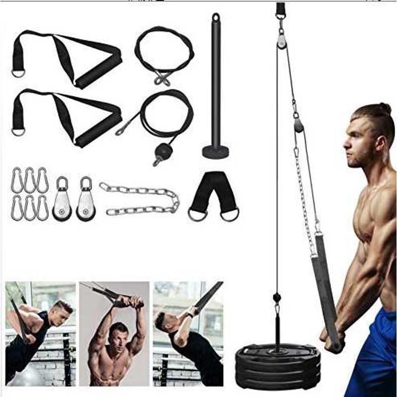 X件套健身DIY滑轮绳索臂力三头肌带轮电缆线附件健身套件