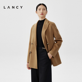 lancy朗姿春季羊毛西装，短外套高端双面呢法式短款大衣女