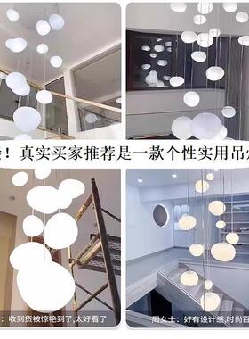 大创意鹅卵石吊灯623LOFT复式挑高客厅楼梯床头餐灯厅鹅蛋意L利ED