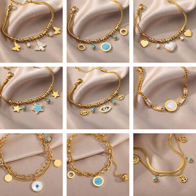 Vintage Stainless Steel Bracelet for Women Evil Eye Love