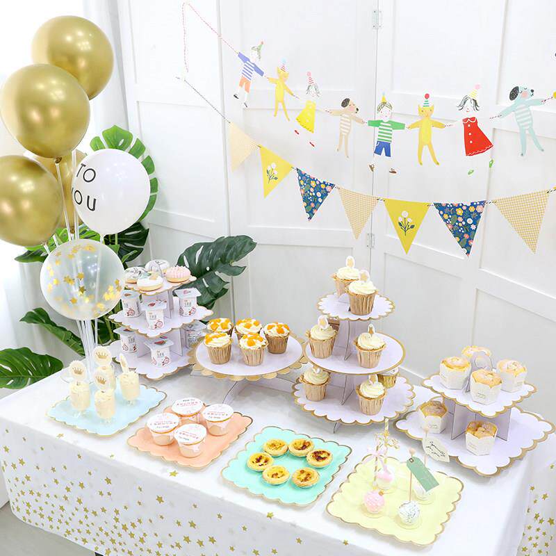 蛋糕托 托盘生日派对蛋糕架摆盘多层点心架摆件一次性甜品台展示