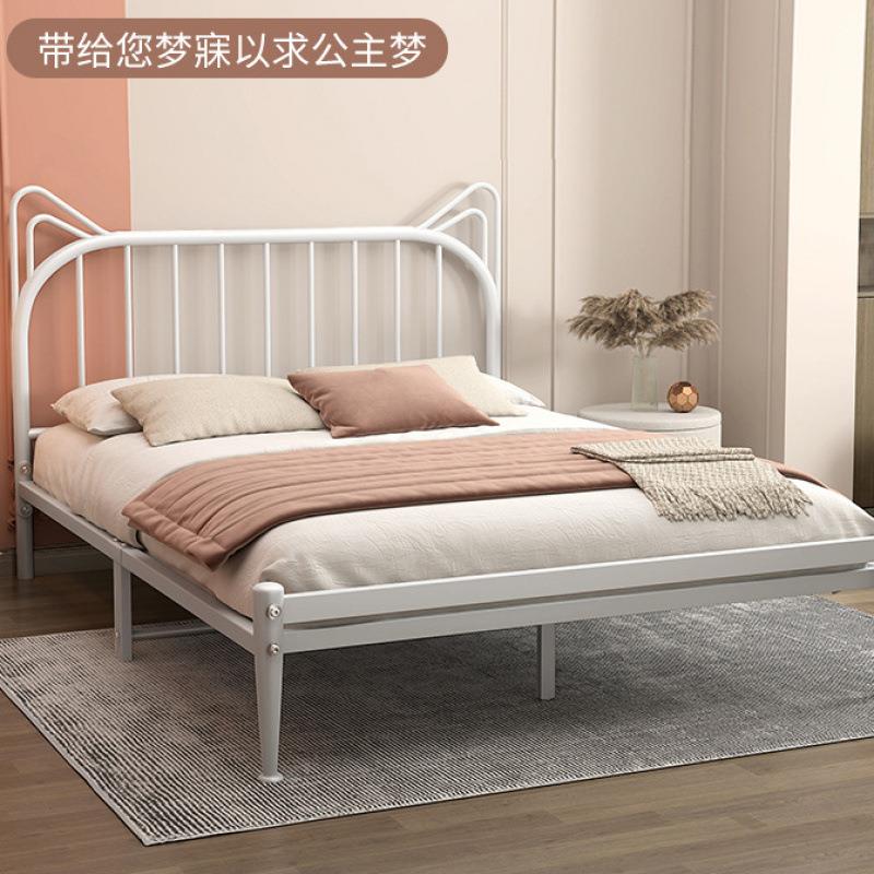 欧-7127336式简加约铁床1.5双人床1.8米铁床公主风租屋出公寓单人