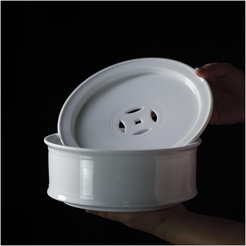 韩祠茗品|尘月闲|白瓷直身茶船潮州工夫茶船茶盘 高温高白 茶台