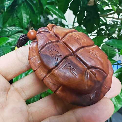 天然雷击木富甲枣木文玩手把木雕龟壳摆件富甲一方把玩件手把件