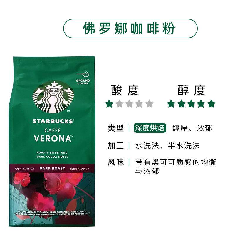 Кофе порошковый 星巴克咖啡豆意式浓缩中深度烘焙哥伦比亚特选综合佛罗娜咖啡粉