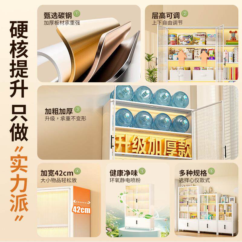 阳光板组合柜门钢制柜体收纳柜自组装金属儿童宝宝铁艺柜书房书柜