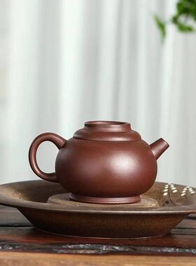 宜兴正宗卢伟萍紫砂壶原矿陈腐紫泥刻绘圆珠壶家用档茶具220cc
