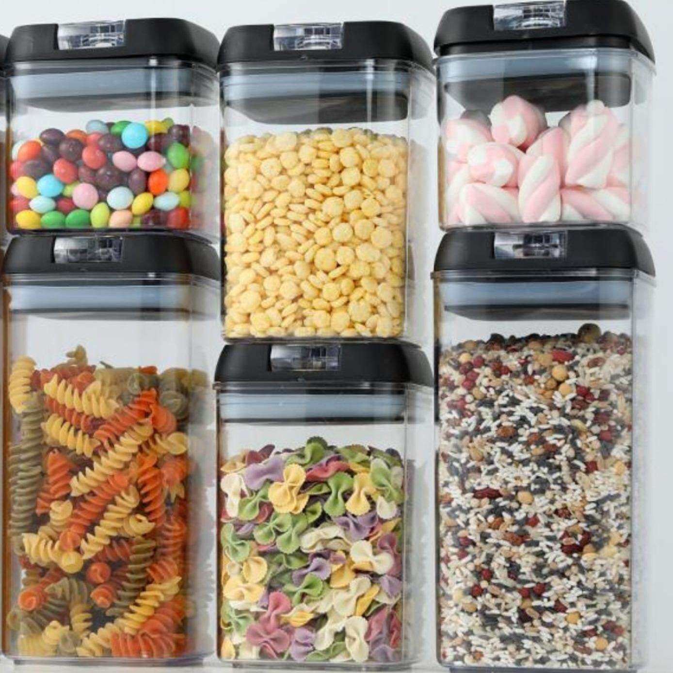 塑料储物罐透明密封瓶六件套易扣罐多容量多用途塑料保鲜盒