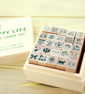韩国印章 FUNNYMAN 可爱日记印章 DIY相册工具材料 HAPPYLIFE款