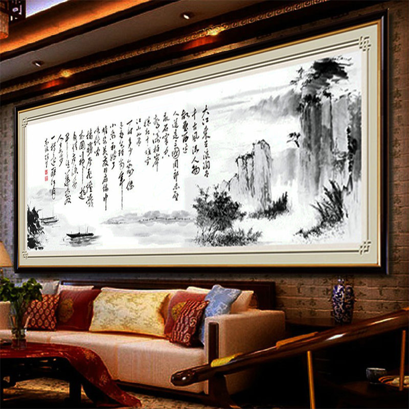 3D十字绣念奴娇赤壁怀古苏轼诗词客厅新款大格丝线江山如画图包邮