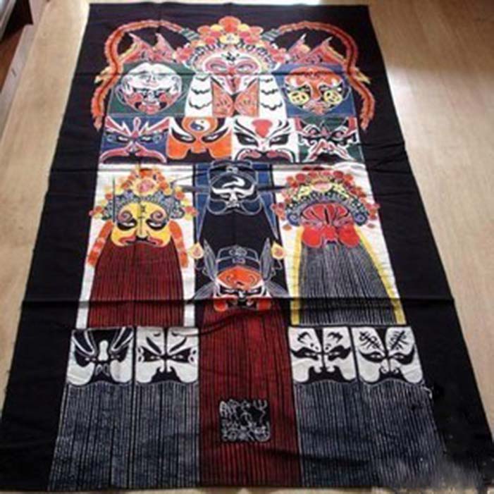 贵州壁挂苗家精品蜡染布 酒吧客厅装饰画 壁画 桌布 京剧脸谱图片