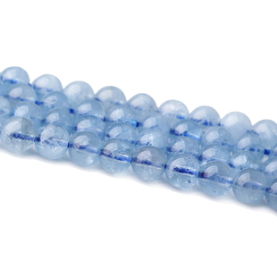 晶韵4A级别 天然水晶 海蓝宝半成品 散珠可做手链 项链 腰带 脚链