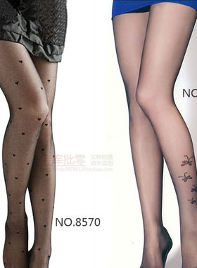 拼6双包邮天姿8D超薄桃心提花8570蝴蝶8571连裤袜宝娜斯69195