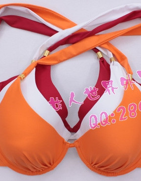Y716有钢圈3/4大罩杯比基尼系脖带原单大码泳衣70/75/80/85BCFGH