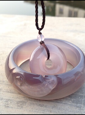 冰透玉髓同料打造平安扣玛瑙手镯