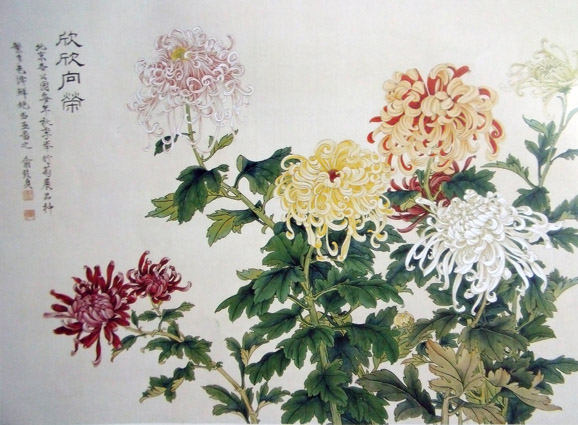 海报印制大幅国画风景画中堂画壁画挂画装饰画75菊花90,120