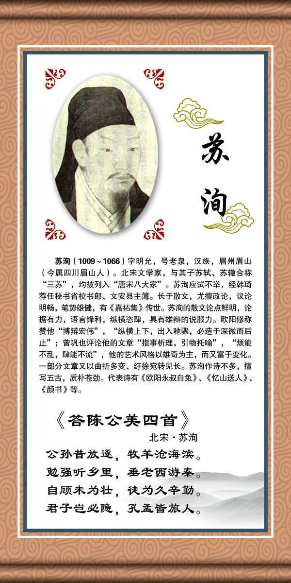 572海报印制海报展板素材431苏洵简介绍名人名言格言