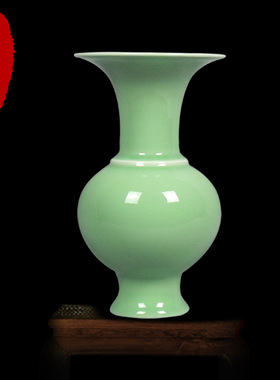 景德镇窑变瓷 花瓶 青釉瓷瓶 客厅书房瓷器装饰品摆件 博古架摆件