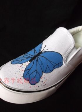 手绘韩版套脚牛筋底低帮帆布鞋