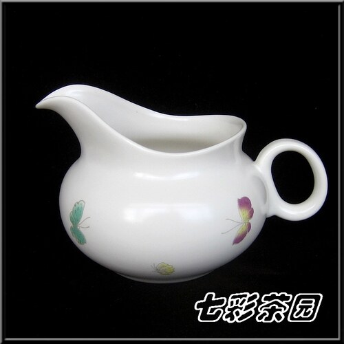 台湾茶具 羊脂釉彩蝶公道杯 茶海 陶瓷茶具