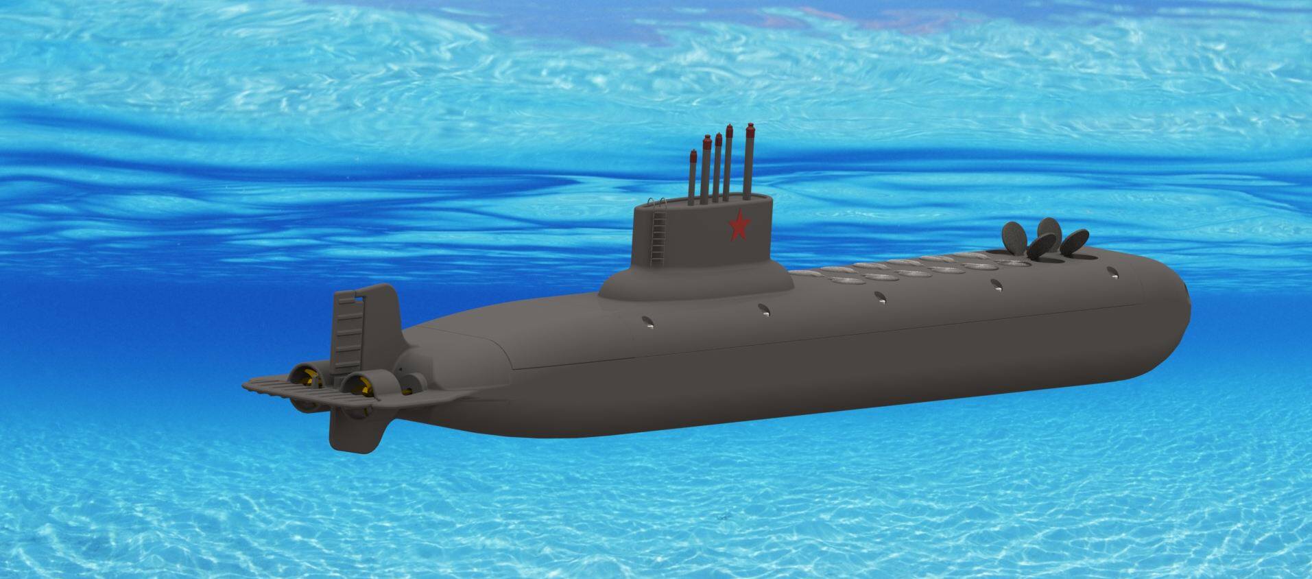 e01 潜艇模型 红色十月遥控潜艇 三维数字模型 3d建模