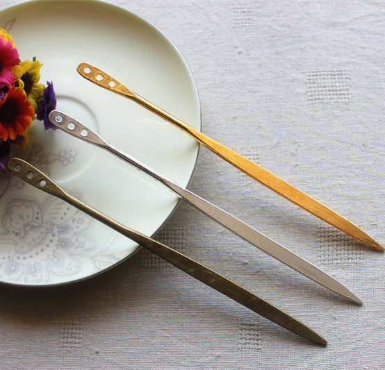 古风唐风明制发簪汉服步摇diy手工头饰品合金7*145mm三孔扁簪子