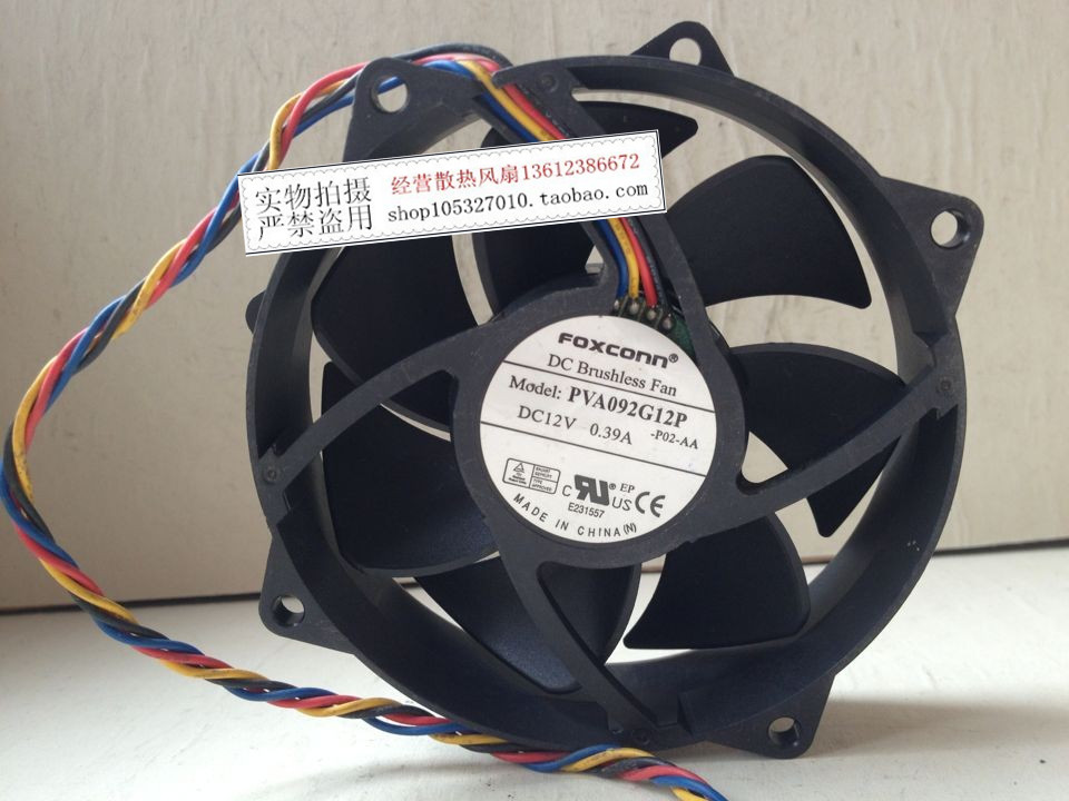 FOXCONN PVA092G12P -P02-AA 12V 0.39A 9CM 9225 8CM孔位755风扇
