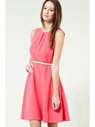 春夏款Dress Store warehouse高端大气无袖桃红色连衣裙