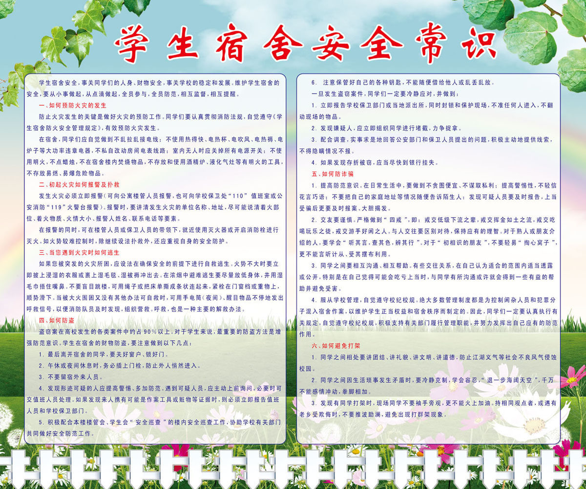 584海报印制海报展板素材321学生宿舍安全常识
