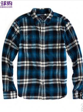 American Eagle/美国鹰 男士时尚休闲花格法兰绒保暖长袖衬衫衬衣