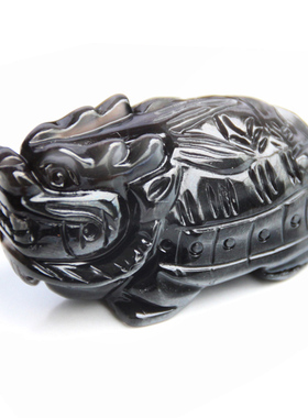 天然黑曜石龙龟吊坠 黑曜石灵龟吊坠 黑曜石长寿万年龟吊坠