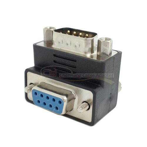 CY  RS232 DB 9针串口 DSUB公对母带螺丝90度上弯转换头转接头