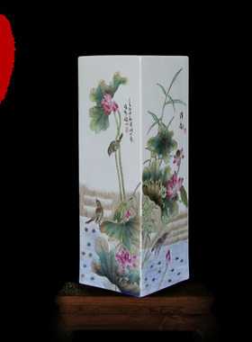 景德镇瓷器 仿珠山八友刘雨岑 粉彩瓷花瓶摆件 手绘粉彩瓷器摆件